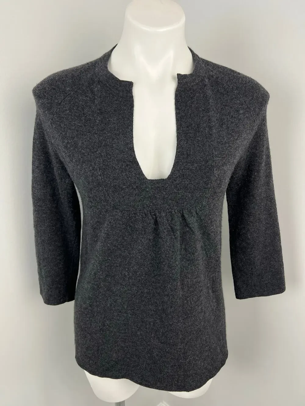 J.Crew Babydoll Gray Wool Cashmere Blend 3/4 Sweater Small